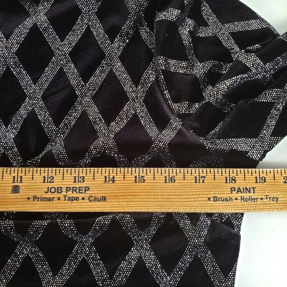 JH Evening Black Velvet Silver Glitter Mini Dress 14 Cocktail Cruise Party Event - Picture 8 of 11